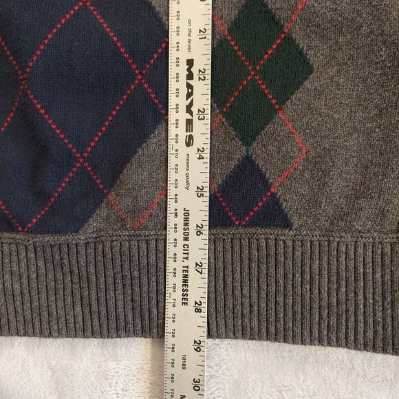 Tommy Hilfiger sweater mens size XL Chest 46 1/4 zip argyle cotton hipster Dad - Picture 15 of 16